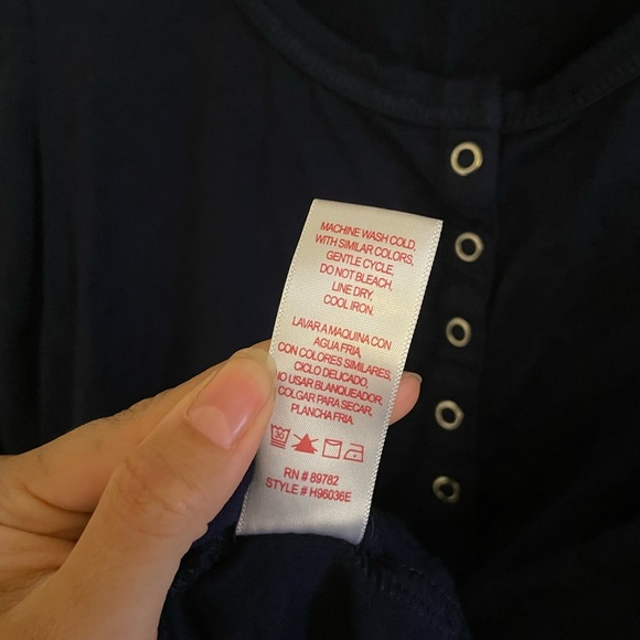 Josie Natori Sleepwear Long Sleeve Top Small Navy Button Soft - Picture 7 of 9